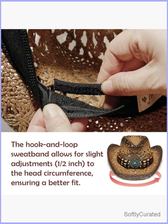 Unisex Wide Brim Straw Cowboy Hat with Decorative Bands main image 5